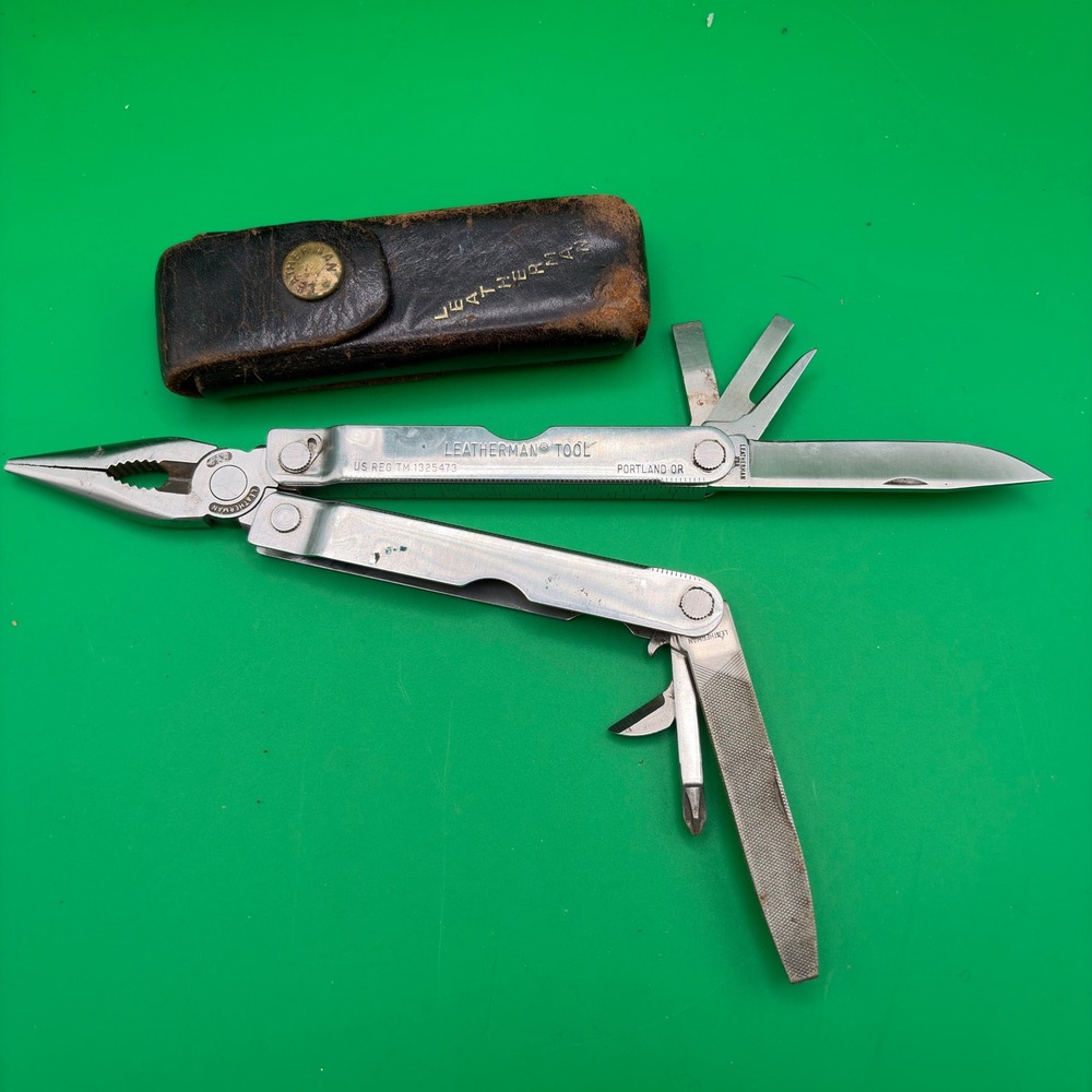 VTG 80s Leatherman PST 1325473 Pocket Survival Multi-Tool with Sheath USA Made
